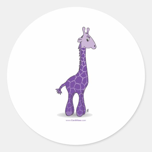 Lila Giraffe Runder Aufkleber (Vorderseite)