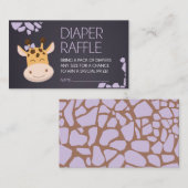 Lila Giraffe-Windeln-Raffelschein Begleitkarte (Vorne/Hinten)