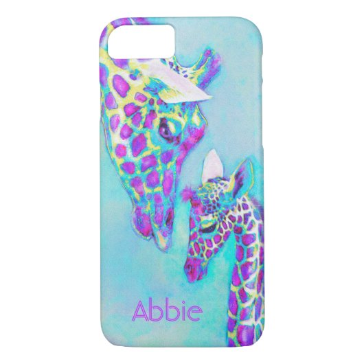 lila Giraffen-moma und Baby Case-Mate iPhone Hülle (Rückseite)