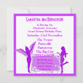 Lila Girl 16 . Geburtstag Party Einladung (Rückseite)