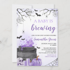 Lila Girl A Baby braut Halloween-Dusche Einladung