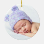 Lila Girl Baby Birth Stats Weihnachtsfest Foto Keramik Ornament (Hinten)