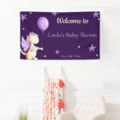 Lila Girl Baby Duschdrache Willkommen Banner (Insitu)