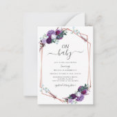 Lila Girl-Babydusche mit Blumengeometrie Mitteilungskarte (Vorderseite)