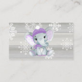 Lila Girl Elephant-Windelpreisverlosung rustikales Begleitkarte (Rückseite)