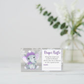 Lila Girl Elephant-Windelpreisverlosung rustikales Begleitkarte (Stehend Vorderseite)