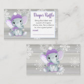 Lila Girl Elephant-Windelpreisverlosung rustikales Begleitkarte (Vorne/Hinten)