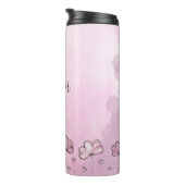 Lila, Girl-Floral-Monogramm, rosa Thermosbecher (Nach rechts gedreht)