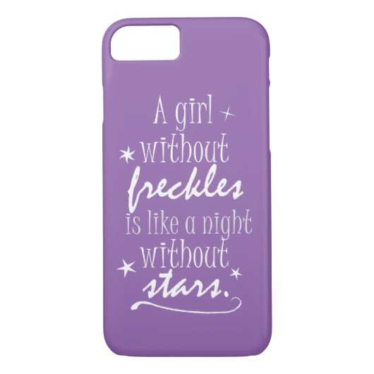 Lila Girl-Freckles-und-Stars-Zitat Case-Mate iPhone Hülle (Rückseite)