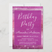 Lila Girl-Glitzer in jedem Alter Geburtstag Einladung (Vorderseite)