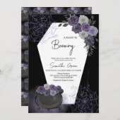 Lila Girl Gothic Halloween Kinderdusche Einladung (Vorne/Hinten)