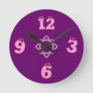 Lila-Girl-Kinder-Uhr Runde Wanduhr