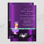 Lila Girl Princess Kinderdusche Einladung (Vorne/Hinten)