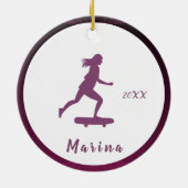 Lila Girl Skater Skaten Kids Name Niedlich & Hübsc Keramik Ornament (Hinten)