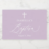 Lila Girl Taufe Mini Sparkling Labrador Schaumweinetikett (Einzelnes Label)