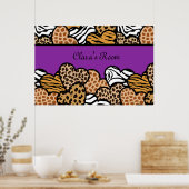 Lila Girly-Animal-Printzeichen mit einem Namen Poster (Küche)