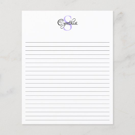 Lila Girly Chic Monogramm Liniengestaltung Flyer (Vorne)
