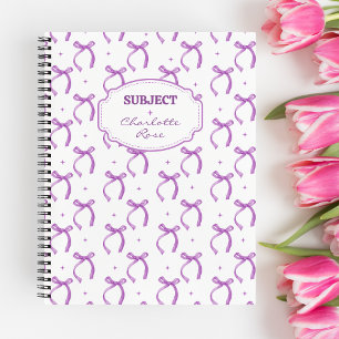 Lila Girly Coquette Bows SpiralNotebook Notizblock