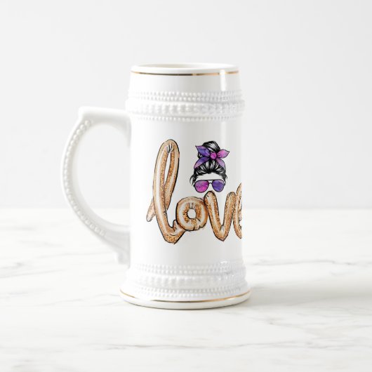Lila Girly Girl-Sonnenbrille Valentinstag Liebe Bierglas (Links)