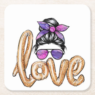 Lila Girly Girl-Sonnenbrille Valentinstag Liebe Rechteckiger Pappuntersetzer