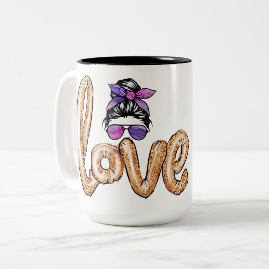 Lila Girly Girl-Sonnenbrille Valentinstag Liebe Zweifarbige Tasse (Vorderseite Links)