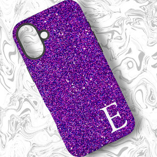 Lila Girly Printed Glitzer Stilvoll und Niedlich iPhone 16 Plus Hülle