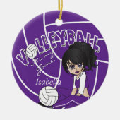 Lila Girly Volleyball 🏐 Keramik Ornament (Vorne)