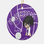 Lila Girly Volleyball 🏐 Keramik Ornament (Links)