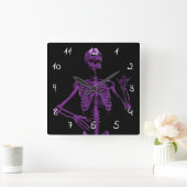 Lila Gitarrenskelett Quadratische Wanduhr (Zuhause)