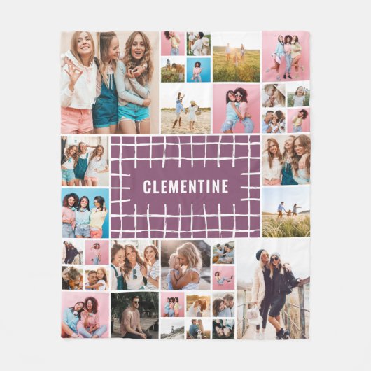 Lila Gitter 34 Foto modern minimalistisch stilvoll Fleecedecke (Vorderseite)