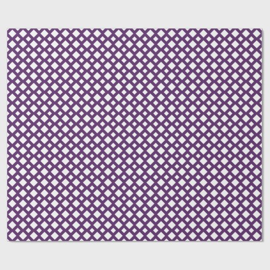 Lila Gitter auf Weiß Geschenkpapier (Flach)