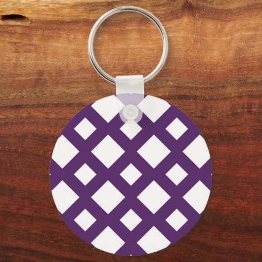Lila Gitter auf Weiß Schlüsselanhänger (Vorderseite)