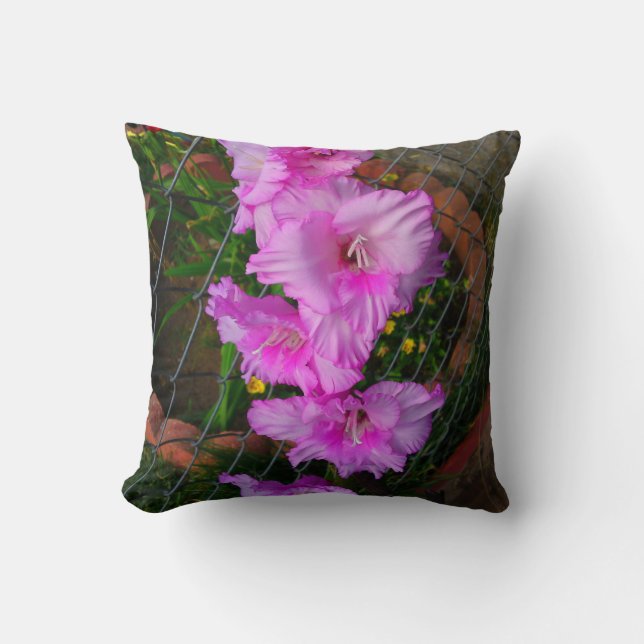 Lila Gladiola Blume Pillow Kissen (Vorderseite)