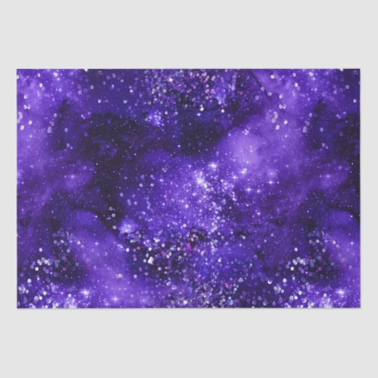 Lila Glam Galaxy Glitter Funkel Design Seidenpapier (Vorderseite)