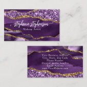 Lila Glam Glitzer Agate Fashion Stylist Modern Visitenkarte (Vorne/Hinten)