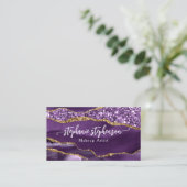 Lila Glam Glitzer Agate Fashion Stylist Modern Visitenkarte (Stehend Vorderseite)