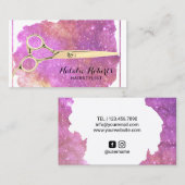 Lila Glam Glitzer Schönheitssalon Visitenkarte (Vorne/Hinten)