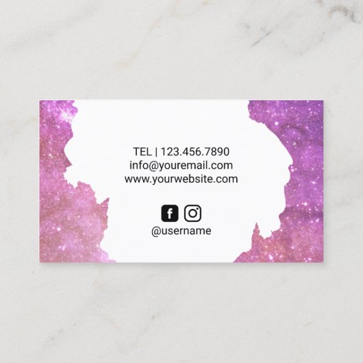 Lila Glam Glitzer Schönheitssalon Visitenkarte (Rückseite)