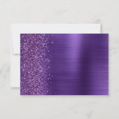 Lila Glam Glitzer Script Wedding RSVP Card Karte (Rückseite)