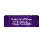 Lila Glam Imitats Glitzer Rücksendeadresse (Vorne)