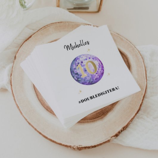 Lila Glam in meiner zweistelligen Ära 10. Geburtst Serviette