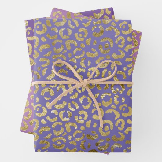 Lila Glam Leopard Print Geschenkpapier Set (Beispiel)
