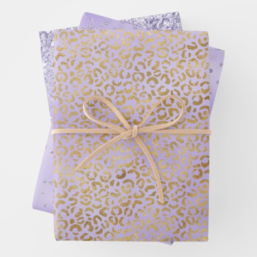 Lila Glam Leopard Print Geschenkpapier Set (Beispiel)