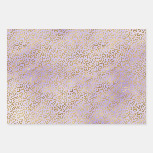 Lila Glam Leopard Print Geschenkpapier Set (Vorderseite)