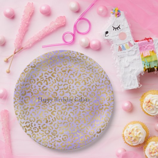 Lila Glam Leopard Print Pappteller (Party)