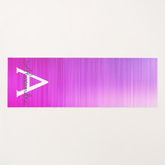 Lila Glam-Metallic-Monogramm-Fitness Yogamatte (Vorderseite (Horizontal))