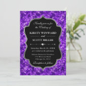 Lila Glamour Funkelnd Glitzer Elegante Hochzeit Einladung (Stehend Vorderseite)