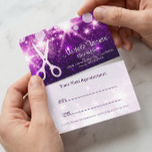 Lila Glamour Hair Stylist Terminkarte