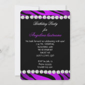 Lila Glamour Night Zebra Glitzer Shoes Einladung (Rückseite)