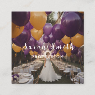 Lila glänzende Ballons Party Hochzeit Glitter Quadratische Visitenkarte